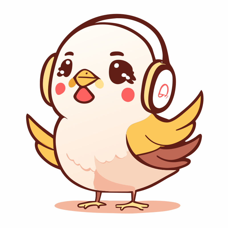 Small bird wearing headphones