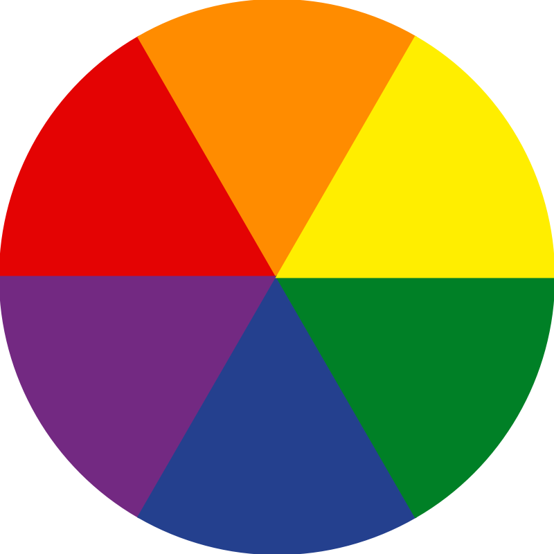 Rainbow gay pride pie chart rotated 6 pieces 60 degrees 