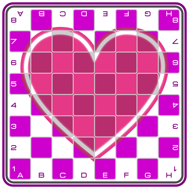 Chess Board with Heart - Pink