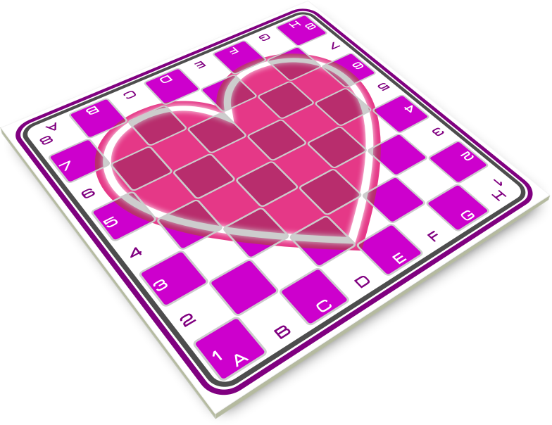 Chess Board with Heart 3d - Pink