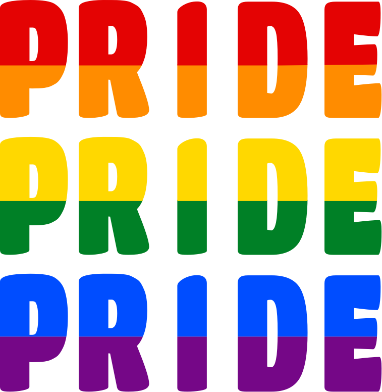 lgbt+ Pride word art stripes red