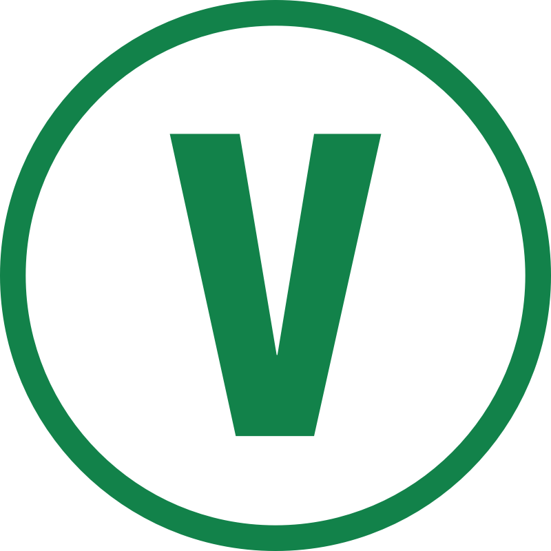 V green on white circle 1