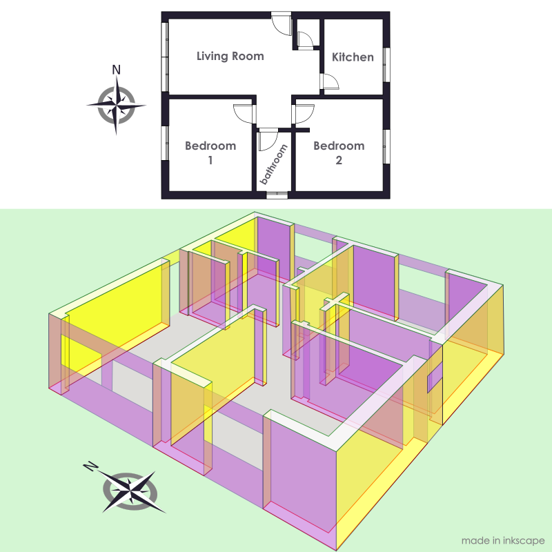 Plan of a House in 3D Perspective