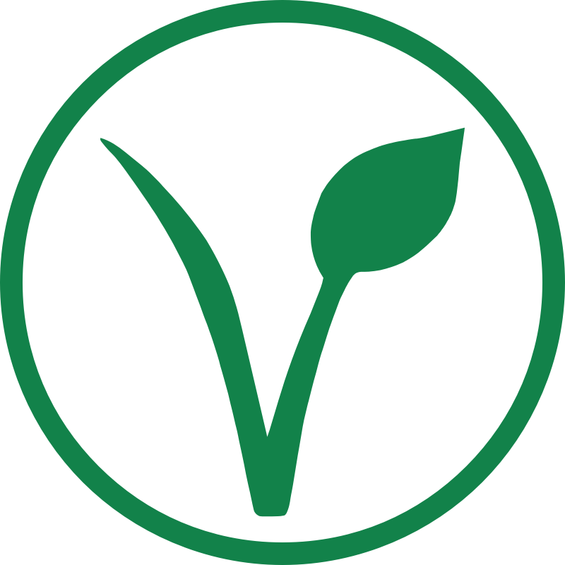 Vegan v plant seed green in circle transparent