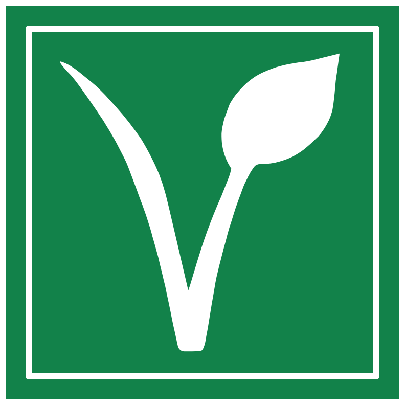 Vegan v green square double border