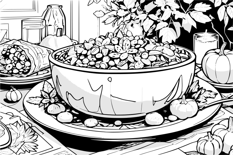 Coloring Page for Thanksgiving Vegetablarianism Version