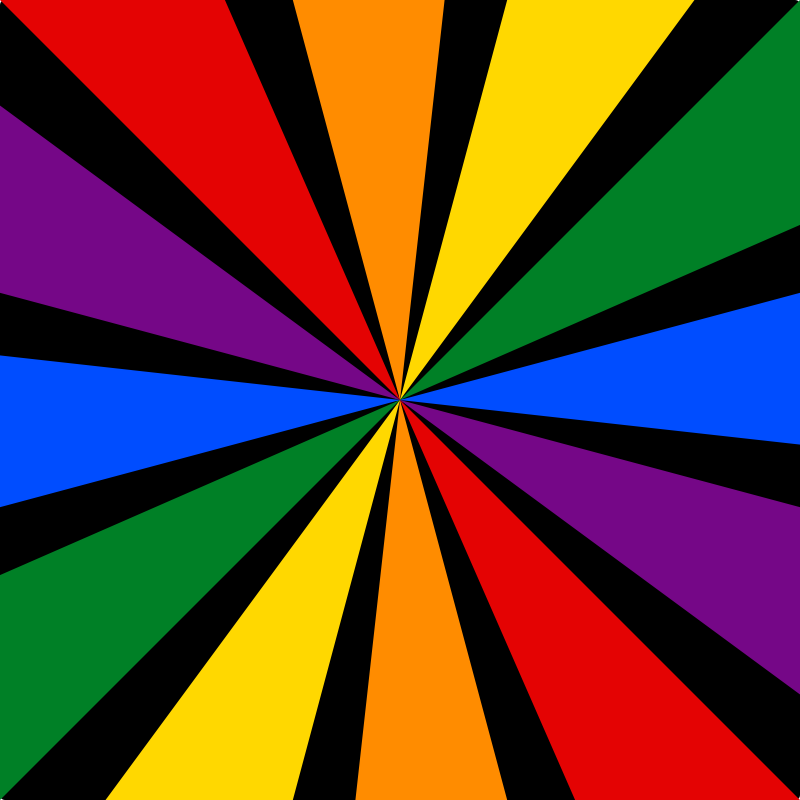 Rainbow pride starburst pattern with black rays