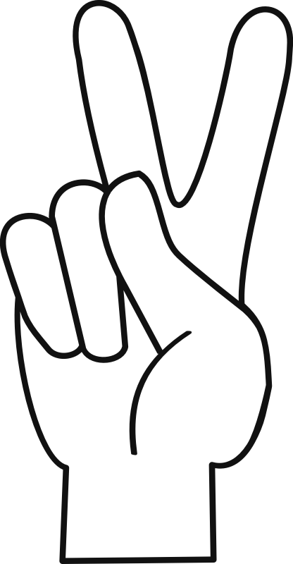 Peace v-sign outline transparent 