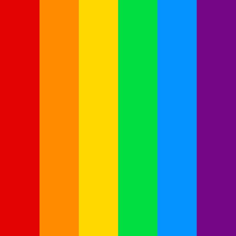 Bright rainbow or LGBT pride flag stripes vertical in square