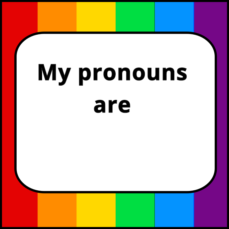 LGBT pride pronouns badge square for gender identity inclusion