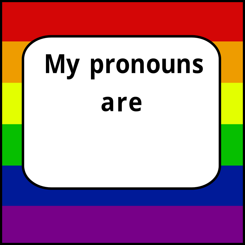 LGBT pride flag pronouns badge square