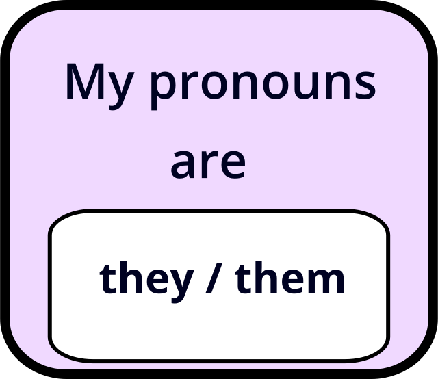they them pronouns gender identity purple rectangle badge