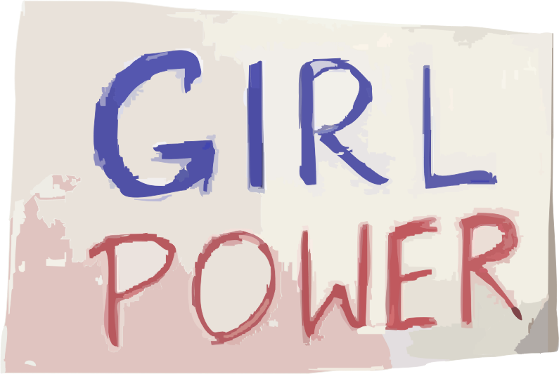 Girl power blue and red protest sign