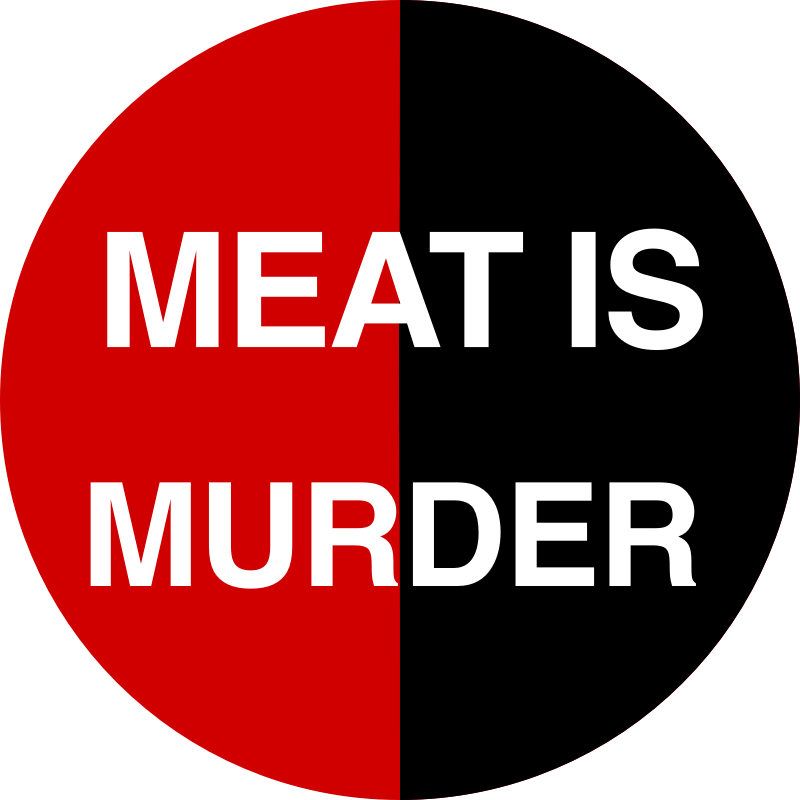 Meat is murder vegan vegetarian slogan red black badge