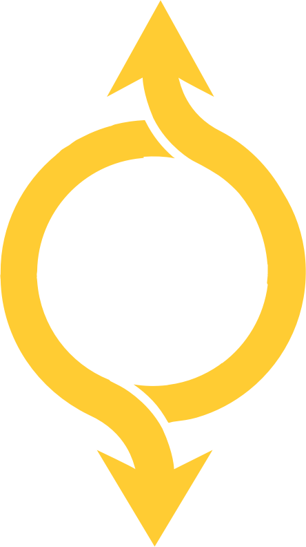 Two curved yellow arrows in circle 