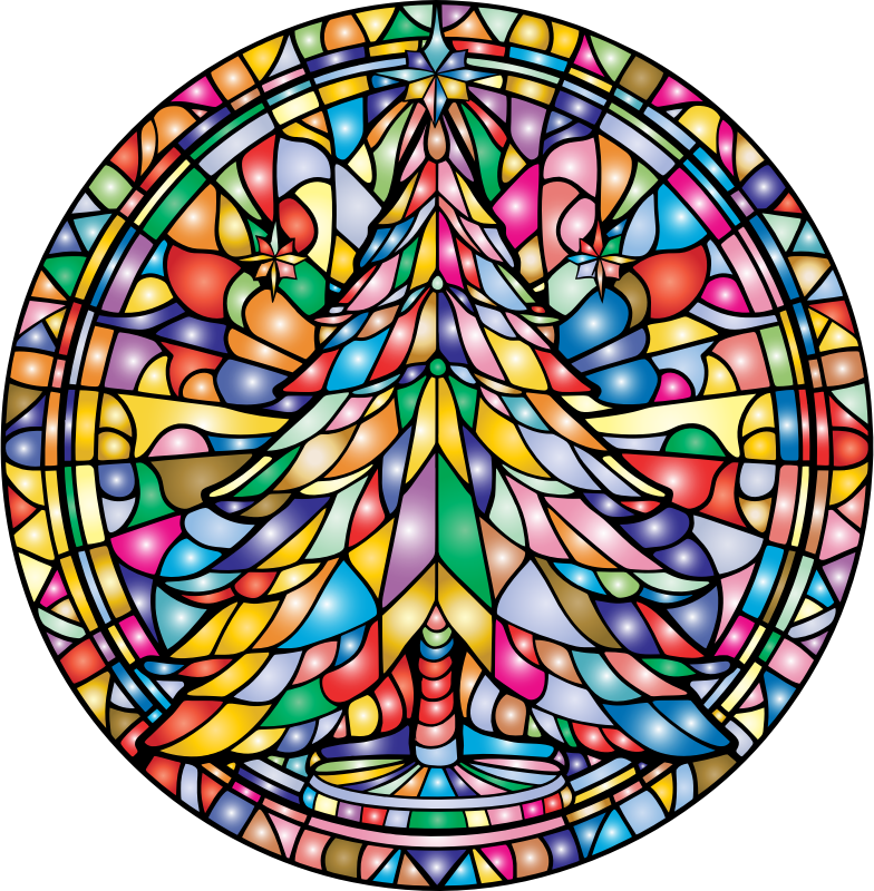 AL Generated Stained Glass Christmas Tree By Petr Kratochvil Vectorized Prismatic