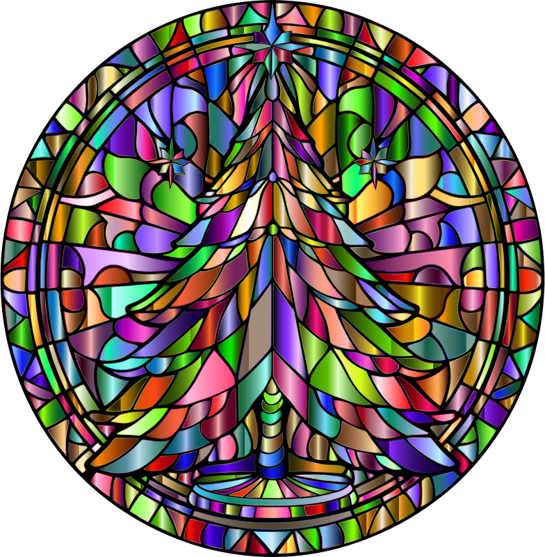 AL Generated Stained Glass Christmas Tree By Petr Kratochvil Vectorized Chromatic