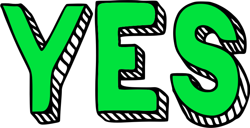 YES green 3D block text 
