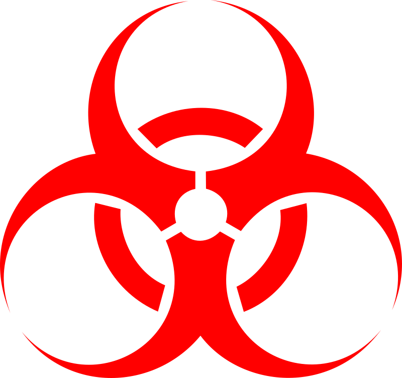 biohazard symbol in red
