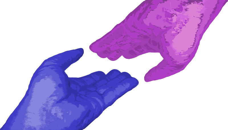 Blue and Pink Hands