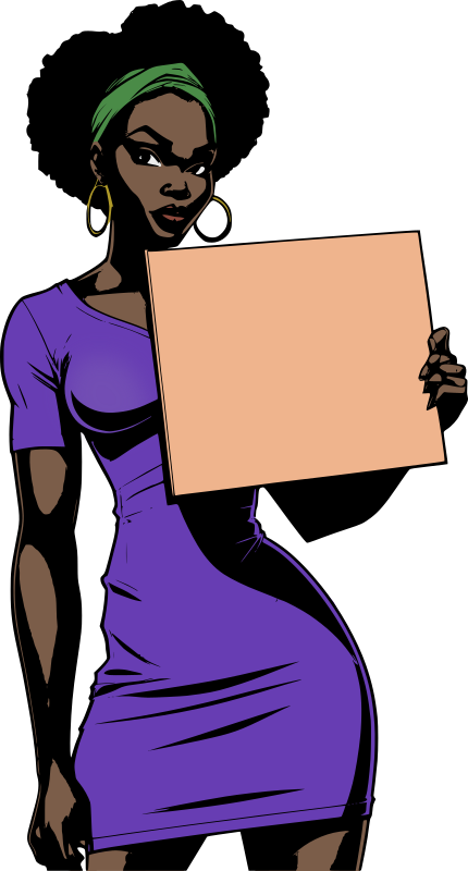 African Woman Holding Blank Sign - Colour Remix