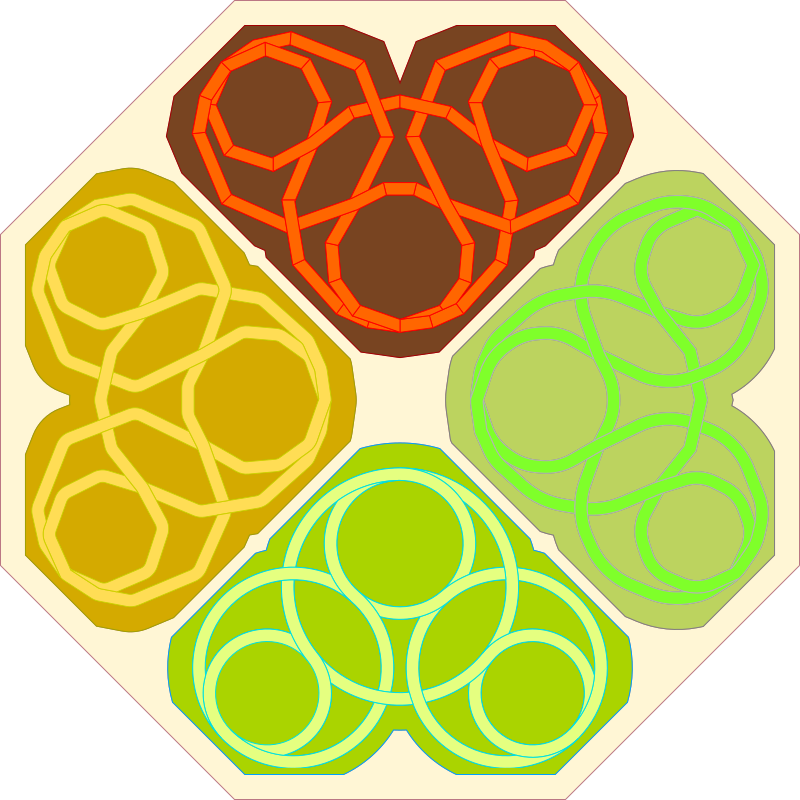 Celtic knot -four colour and shape variations