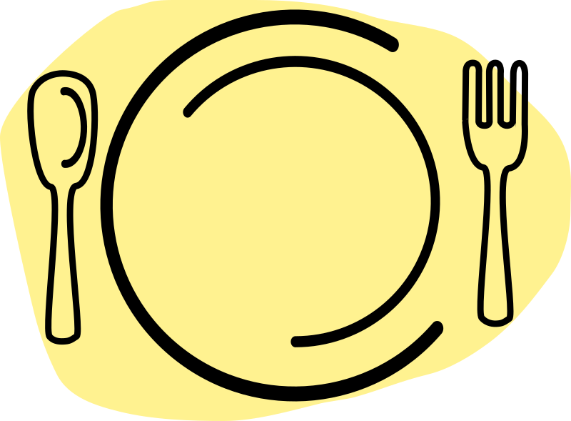 Dinner Plate with Spoon and Fork