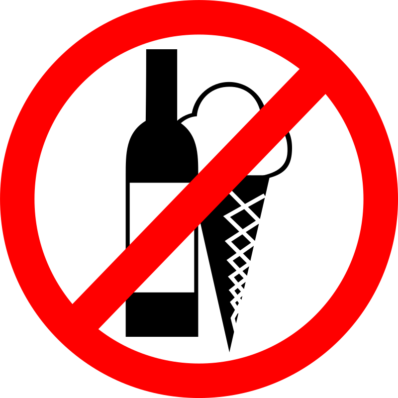 Sign "No Drinks, No Ice Cream"