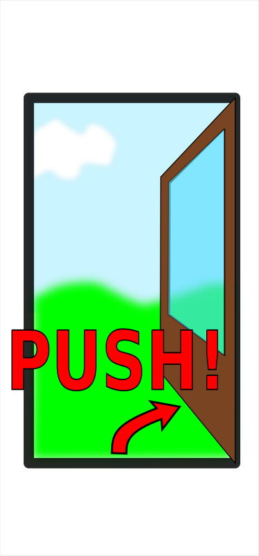 Sign "Push the door"