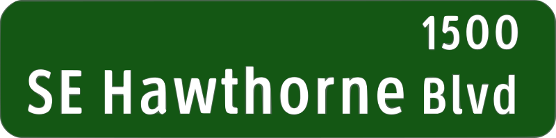 Portland Oregon street name sign: SE Hawthorne Blvd